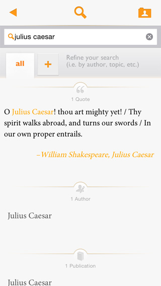 Bartlett's Familiar Quotations app screenshot
